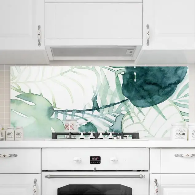 Palmwedel in Wasserfarbe II Glas Spritzschutz - Panorama Neuheit