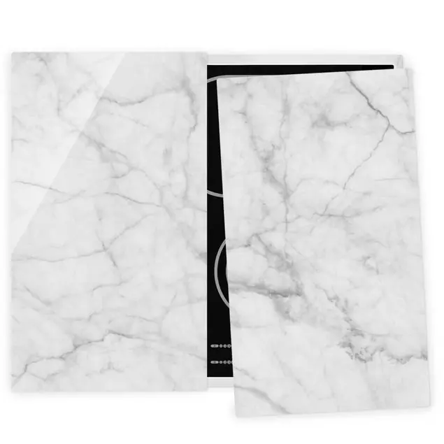 Must-Have Bianco Carrara 2-teilige Herdabdeckplatte Glas