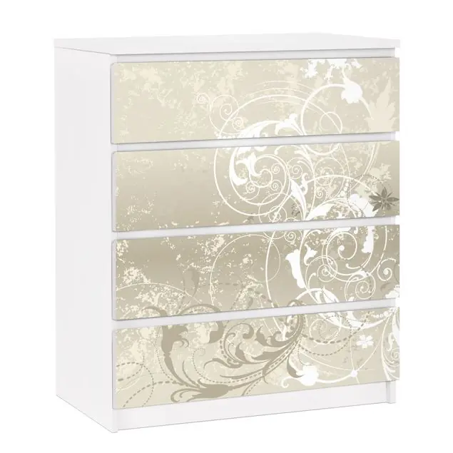 Billig Perlmutt Ornament Design Möbelfolie für IKEA Malm Kommode 4 Schubladen