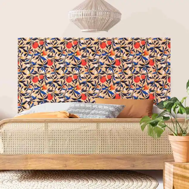 Geprüft Orangen mit Blätterranken Kopfteil Bett