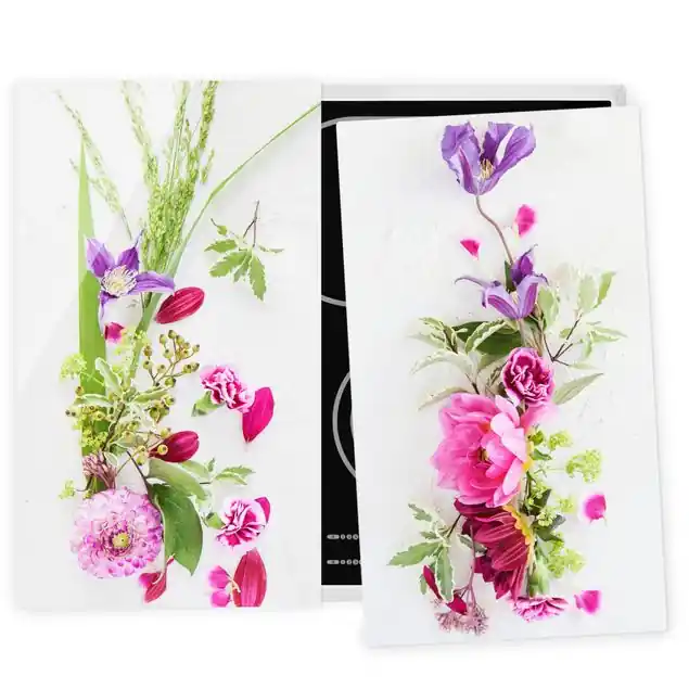 Blumenarrangement 2-teilige Herdabdeckplatte Glas Online Kaufen