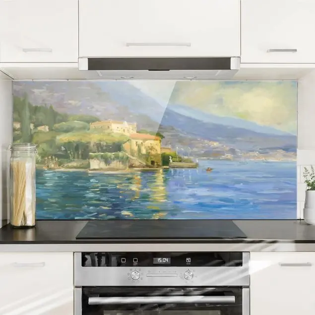Bestpreis Italienische Landschaft - Meer Glas Spritzschutz - Querformat 2:1