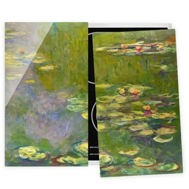 Claude Monet - Grüne Seerosen 2-teilige Herdabdeckplatte Glas Heißes Angebot
