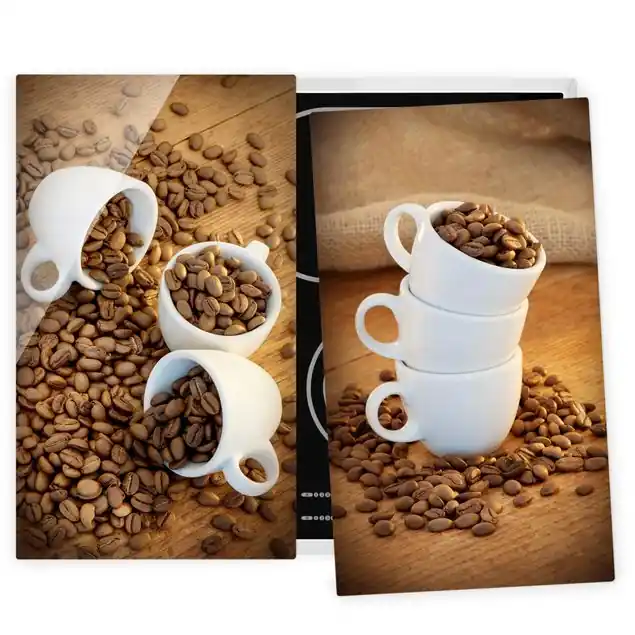 Begrenztes Angebot 3 Espressotassen mit Kaffeebohnen 2-teilige Herdabdeckplatte Glas