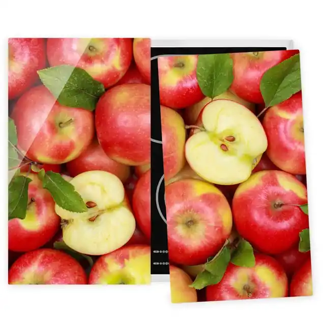 Saftige Äpfel 2-teilige Herdabdeckplatte Glas Neu