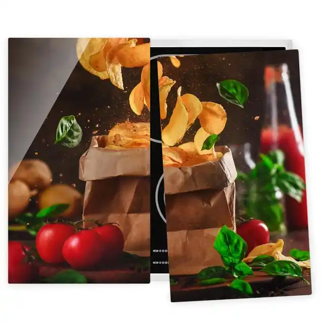 Begrenztes Angebot Tomate-Basilikum-Snack 2-teilige Herdabdeckplatte Glas