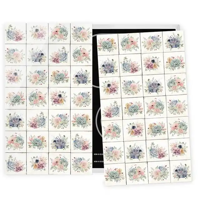 Aquarell Blumen Landhaus 2-teilige Herdabdeckplatte Glas Sonderaktion