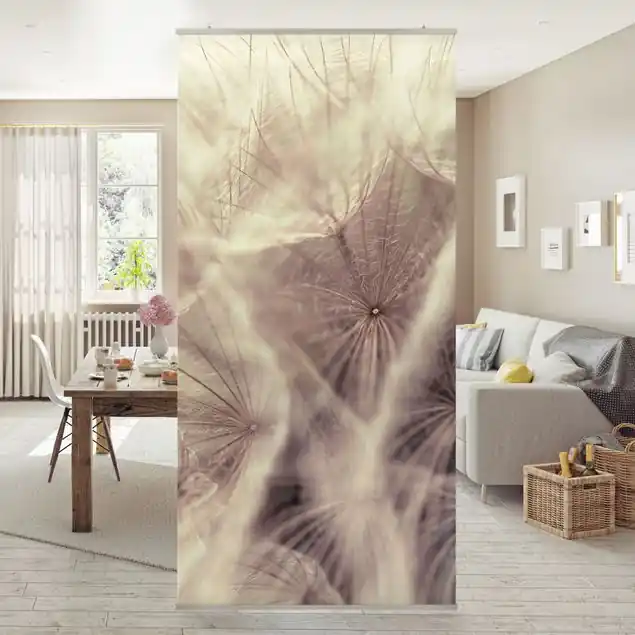 Detailreiche Pusteblumen Makroaufnahme mit Vintage Blur Effekt Raumteiler Preisreduziert