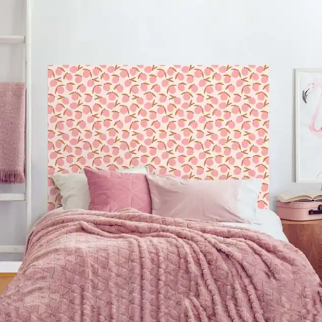 Pfirsisch Illustration auf Beige Kopfteil Bett Bestseller