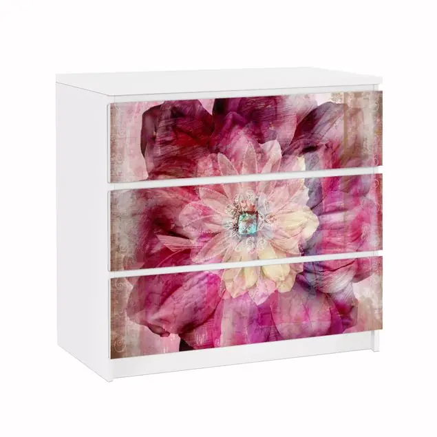 Sale Grunge Flower Möbelfolie für IKEA Malm Kommode 3 Schubladen