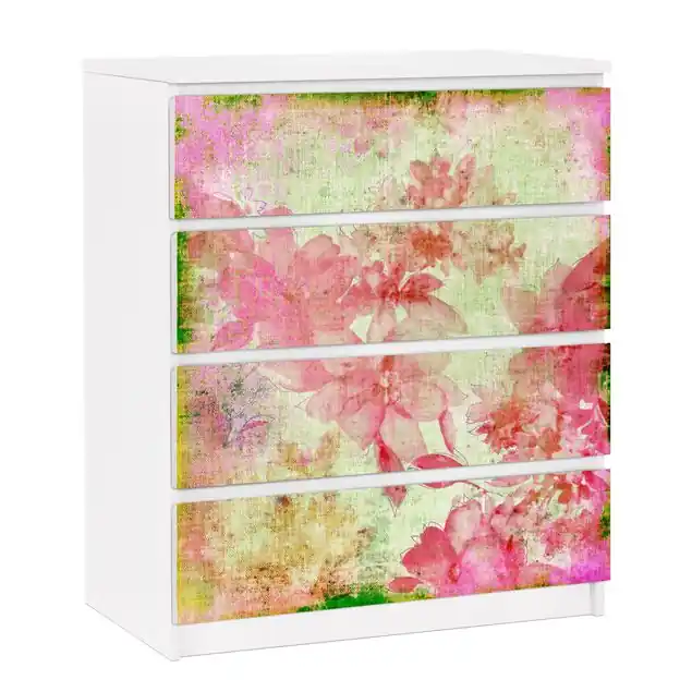 Expressversand Forgotten Beauties II Möbelfolie für IKEA Malm Kommode 4 Schubladen