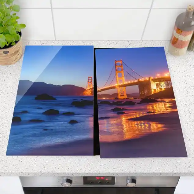 Golden Gate Bridge am Abend Herdabdeckplatte Bestseller