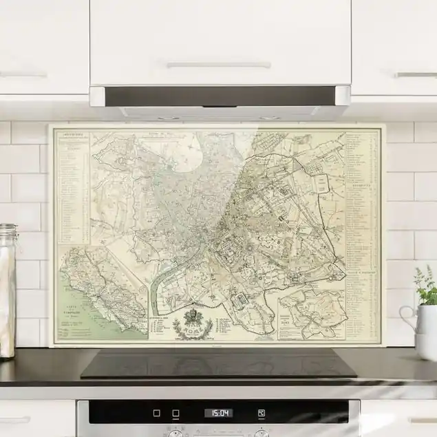 Zertifiziert Vintage Stadtplan Rom Antik Spritzschutz