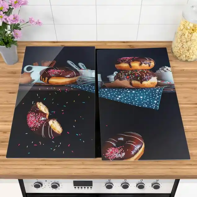 Donuts vom Küchenregal 2-teilige Herdabdeckplatte Glas Mega-Angebot