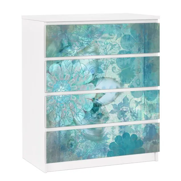 Winterblumen Möbelfolie für IKEA Malm Kommode 4 Schubladen Versand Am Gleichen Tag