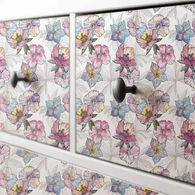 Aquarell Blumenmuster Pastellfarben Möbelfolie Kostenfreie Lieferung