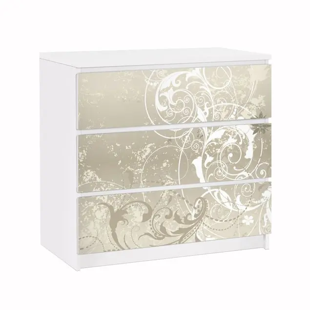 Perlmutt Ornament Möbelfolie für IKEA Malm Kommode 3 Schubladen Aktuell