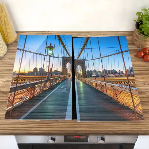 Morgenblick von der Brooklyn Bridge Herdabdeckplatte Kostenfreie Lieferung