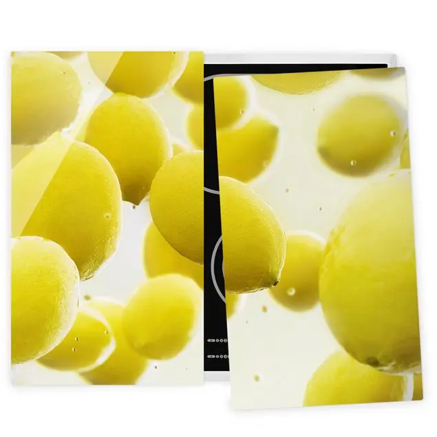 Must-Have Zitronen im Wasser 2-teilige Herdabdeckplatte Glas