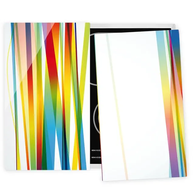 Meistverkauft Rainbow Stripes 2-teilige Herdabdeckplatte Glas