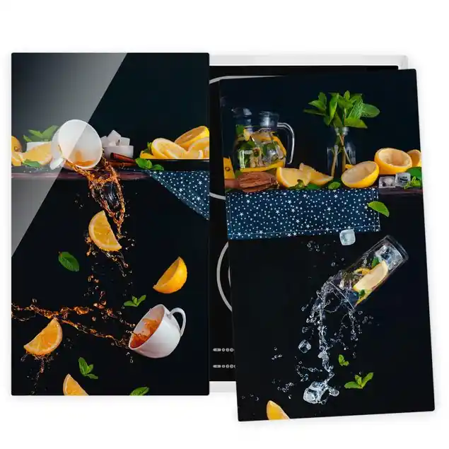 Citrus Splash 2-teilige Herdabdeckplatte Glas Versand Am Gleichen Tag