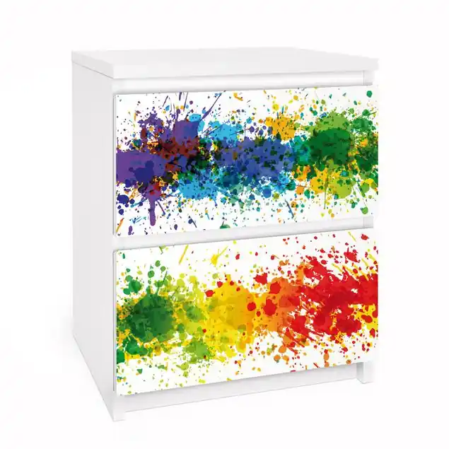 Rainbow Splatter Möbelfolie für IKEA Malm Kommode 2 Schubladen Meistverkauft