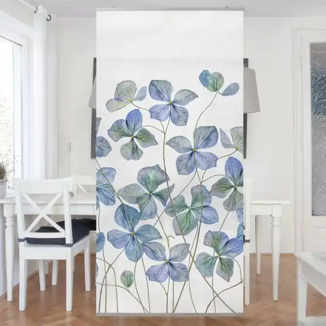 Aktuell Blaue Hortensienblüten Raumteiler