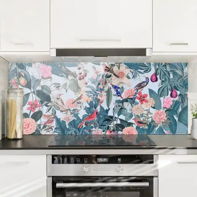 Schnäppchen Vintage Collage - Vogelgarten Spritzschutz