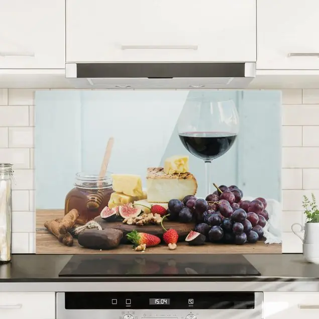 Must-Have Käse und Wein Glas Spritzschutz - Querformat 3:2