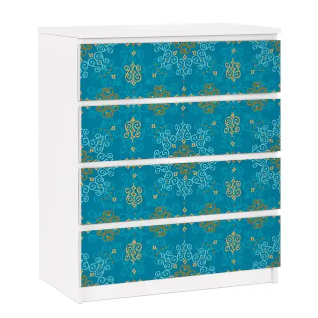 Orientalisches Ornament Türkis Möbelfolie für IKEA Malm Neu Im Sortiment