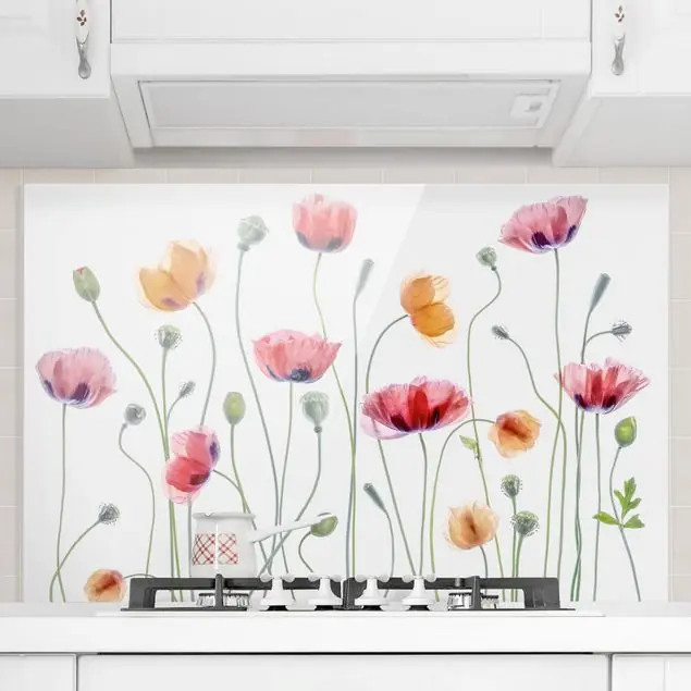 Kostenloser Versand Klatschmohn Party Glas Spritzschutz - Querformat 3:2