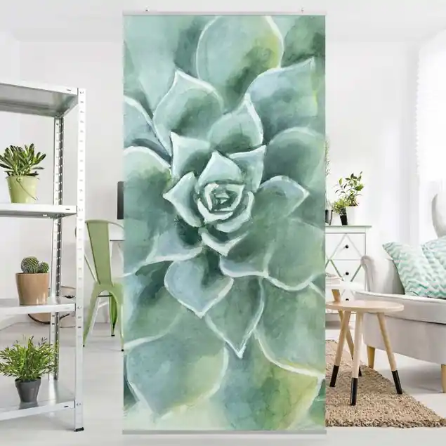 Sukkulente Aquarell Dunkel Raumteiler Expressversand