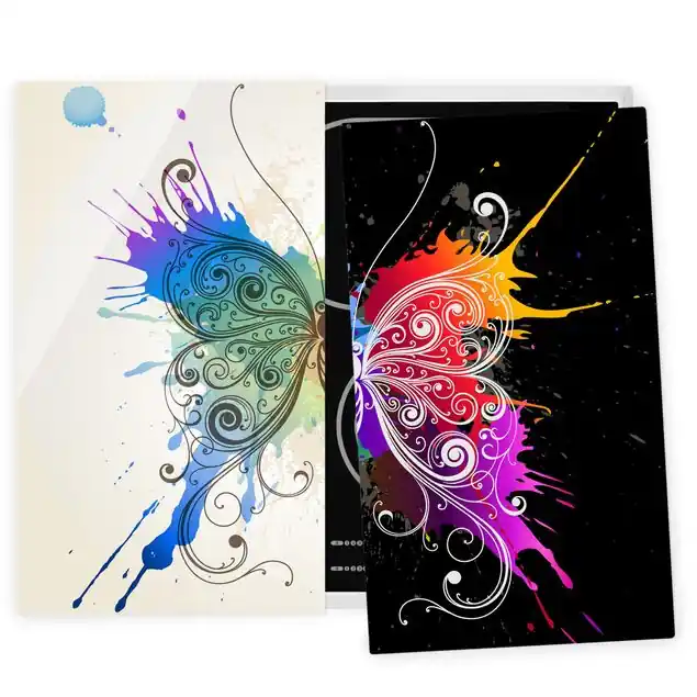 Ausverkauf Aquarell Kontrast 2-teilige Herdabdeckplatte Glas