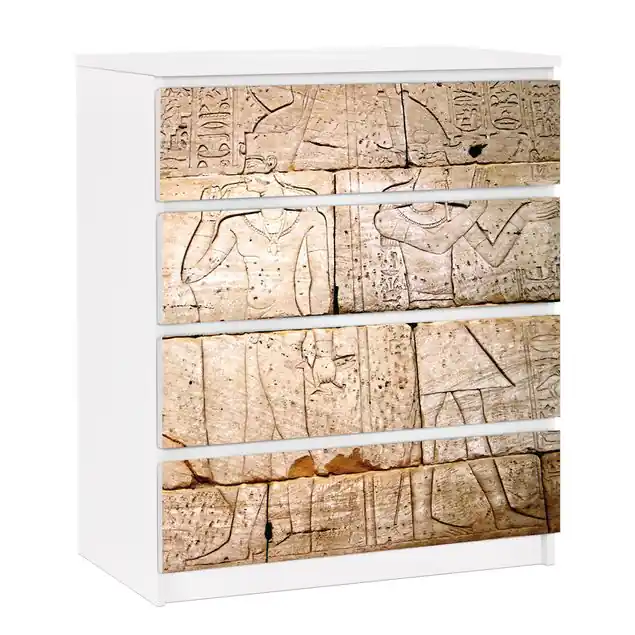 Neue Kollektion Egypt Relief Möbelfolie für IKEA Malm Kommode 4 Schubladen