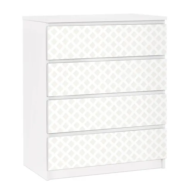 Rautengitter hellbeige Möbelfolie für IKEA Malm Kommode 4 Schubladen Neue Kollektion