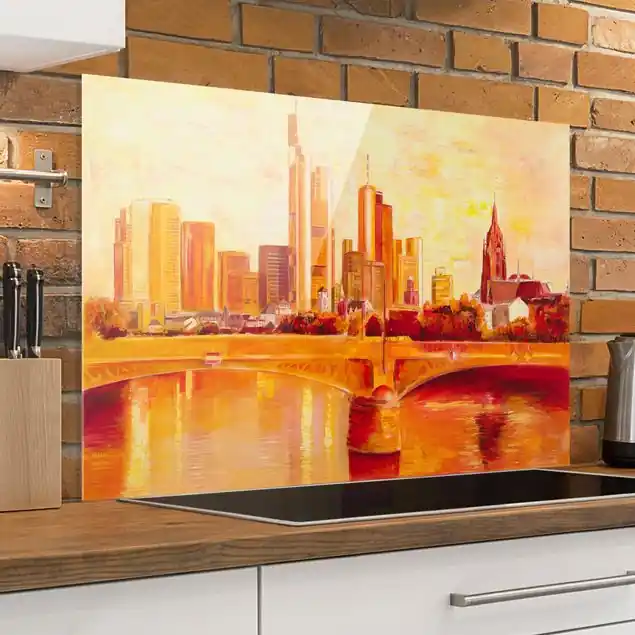 Saisonangebot Petra Schüßler - Skyline Frankfurt Glas Spritzschutz - Querformat 3:2