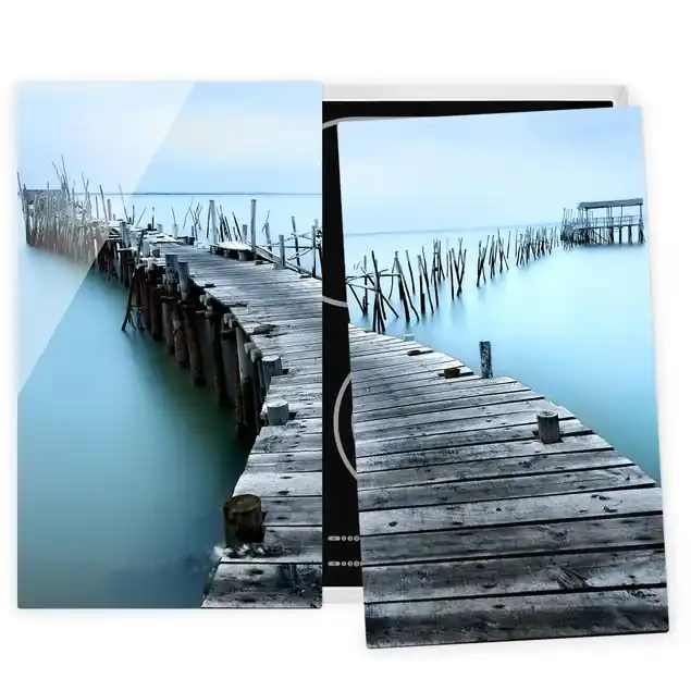 Der Hafen von Carrasqueira 2-teilige Herdabdeckplatte Glas Garantierte Lieferung