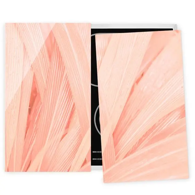 Jetzt Kaufen Palmenblätter Rosa 2-teilige Herdabdeckplatte Glas