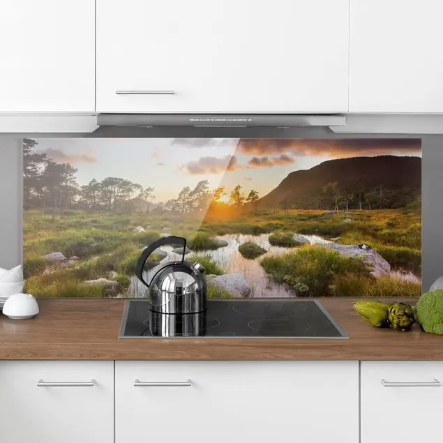 Tverrdalsbekken in Norwegen Glas Spritzschutz - Panorama Markenprodukt