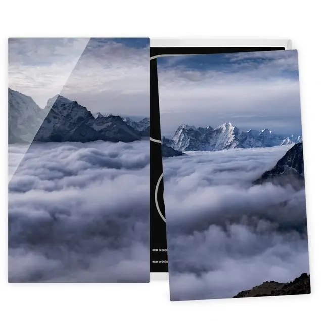 Sale Wolkenmeer im Himalaya 2-teilige Herdabdeckplatte Glas