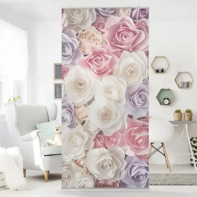 Pastell Paper Art Rosen Raumteiler Geprüft