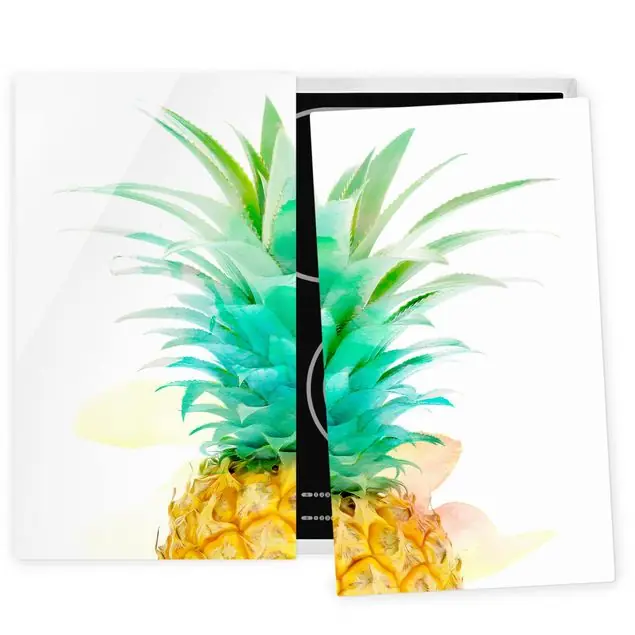 Ananas Aquarell 2-teilige Herdabdeckplatte Glas Top-Preis