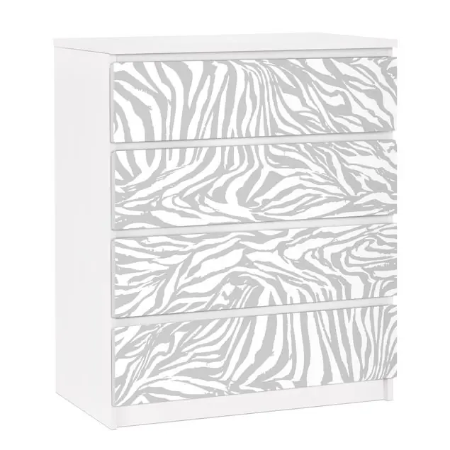 Highlight Zebra Design hellgrau Streifenmuster Möbelfolie für IKEA Malm