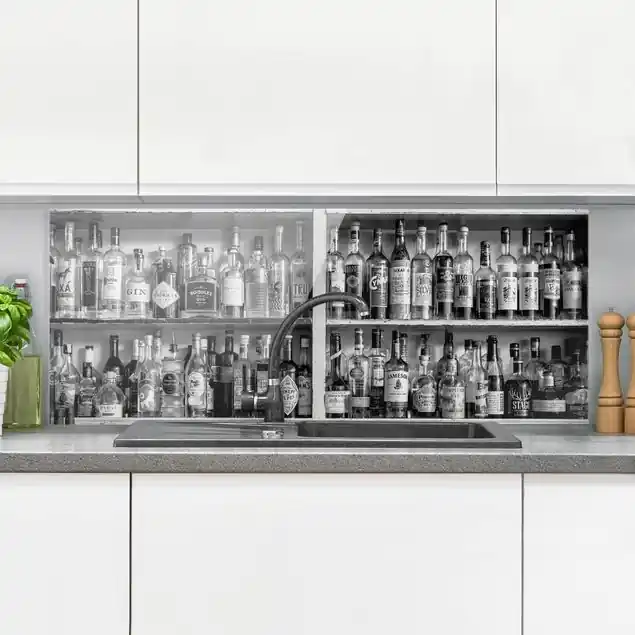 Bar Schwarz Weiß Glas Spritzschutz - Panorama Neue Kollektion