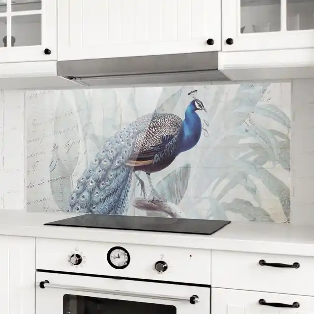 Shabby Chic Collage - Pfau Spritzschutz Gratis Versand