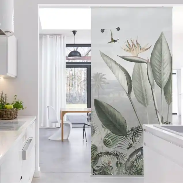 Paradiesvögel im Dschungelpanorama Raumteiler Neue Ware