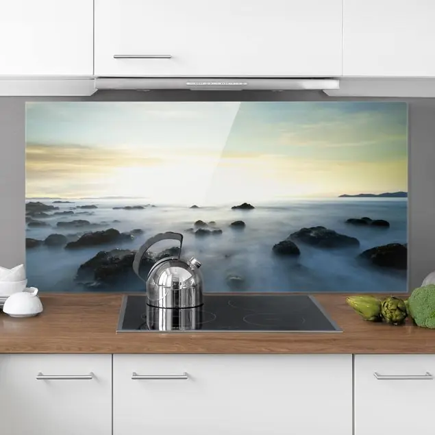 Top-Seller Sonnenuntergang über dem Ozean Glas Spritzschutz - Querformat 2:1