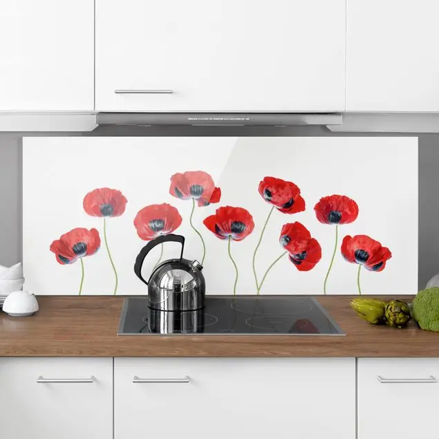Marienkäfer Mohnblumen Glas Spritzschutz - Panorama Meistverkauft