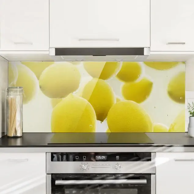 Zitronen im Wasser Glas Spritzschutz - Panorama Super-Preis