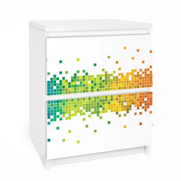 Angebot Pixel-Regenbogen Möbelfolie für IKEA Malm Kommode 2 Schubladen